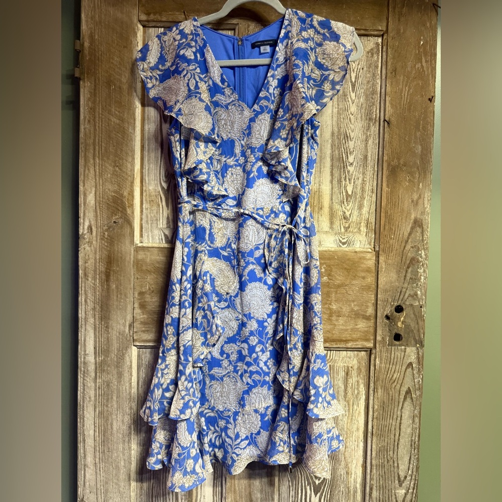Tommy Hilfiger Blue and Tan Patterned Dress